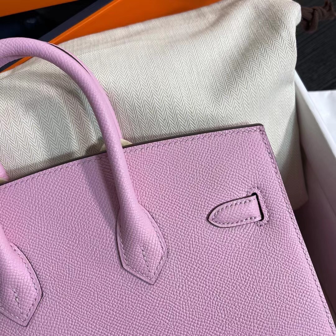 Hermes Birkin 25CM Epsom Leather Handbag Pink Purple 